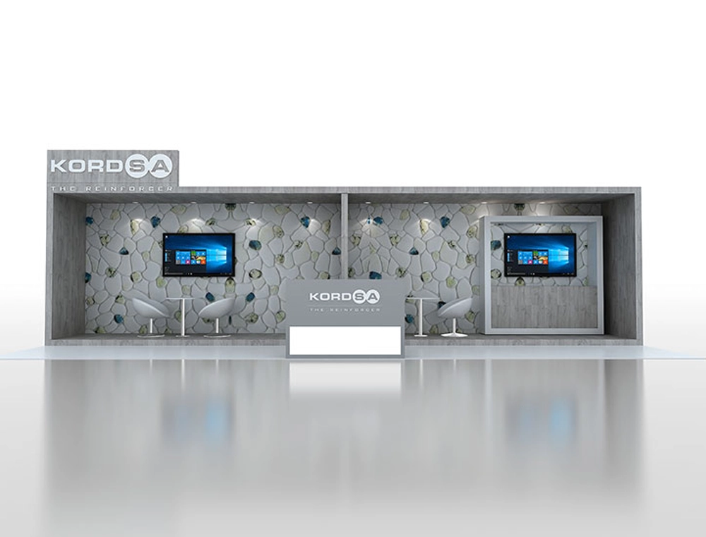 10x30 display booth with illuminated panels