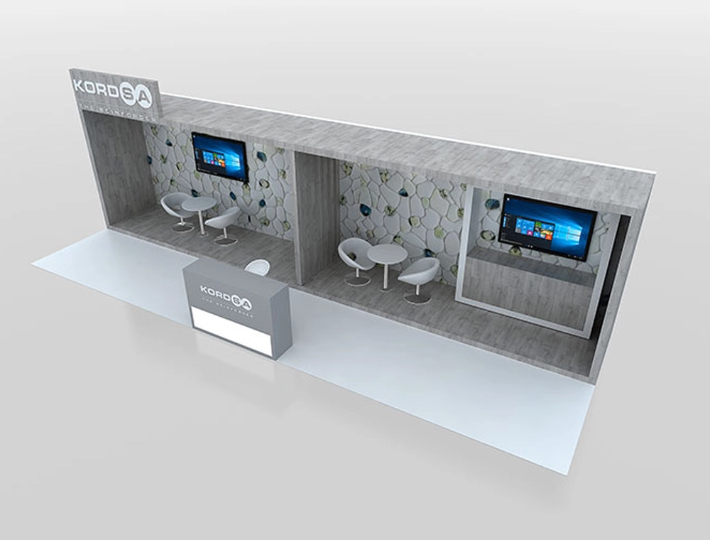 10x30 display booth with illuminated panels