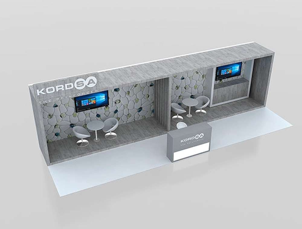 10x30 display booth with illuminated panels