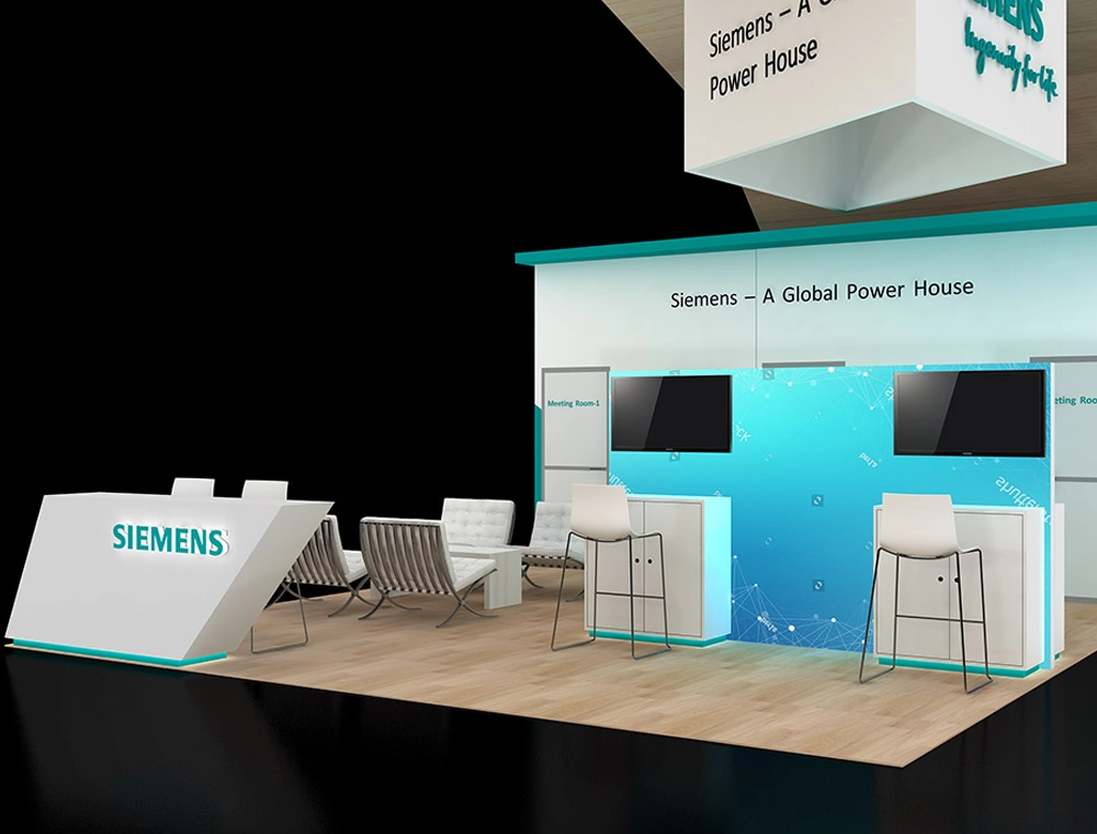 Exhibit 20x30 booth with dual LED signage