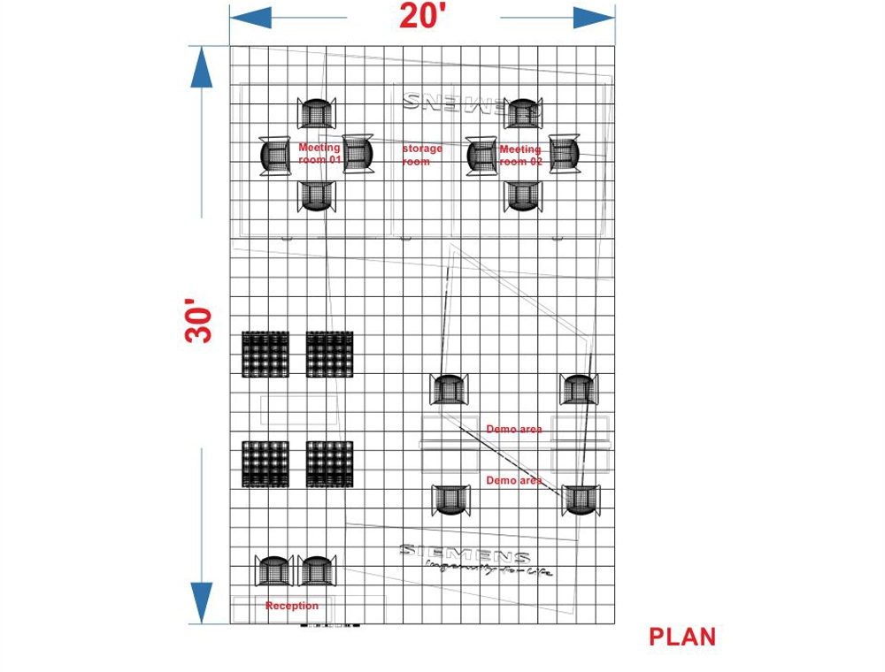 Exhibit 20x30 booth with dual LED signage