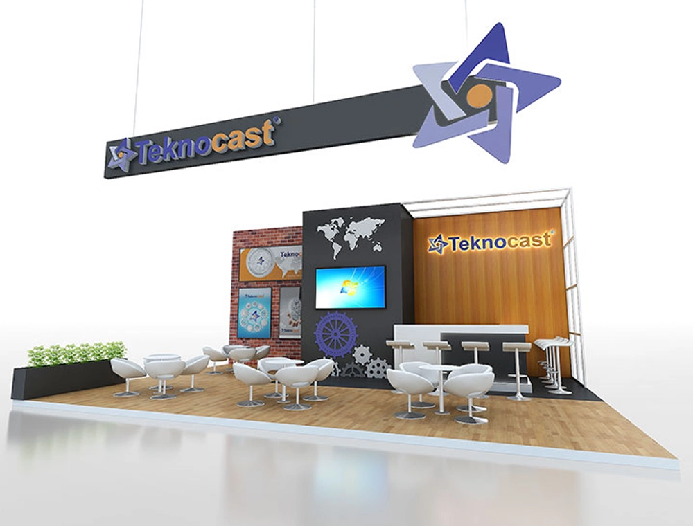 Trade booth 20x30 with corner product display