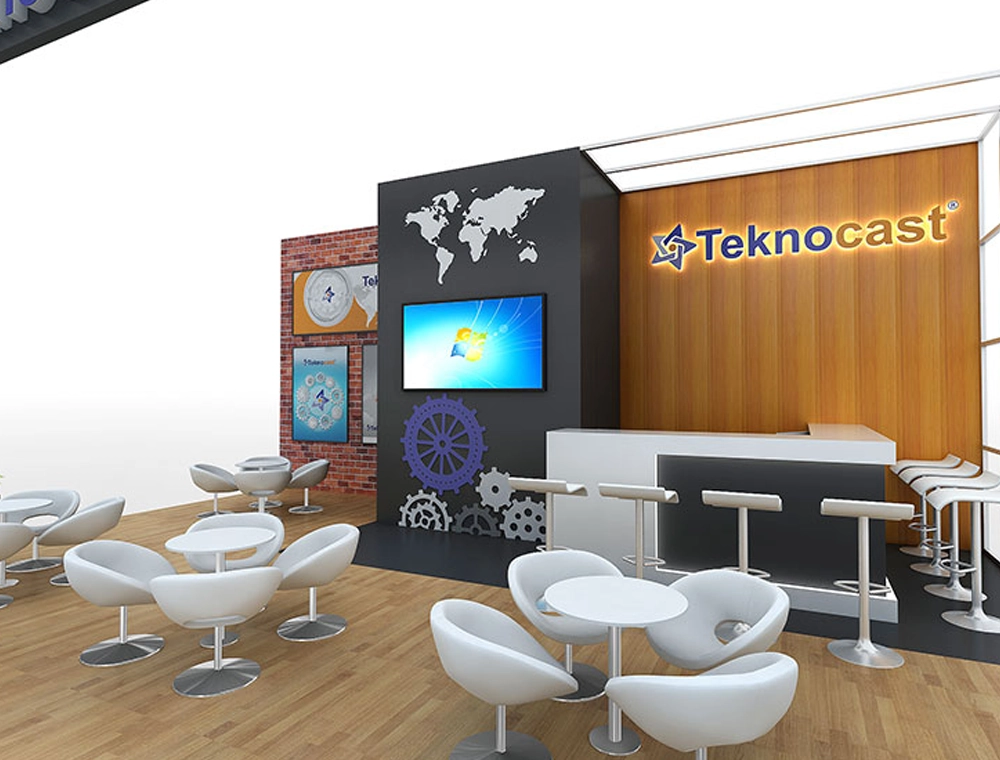 Trade booth 20x30 with corner product display