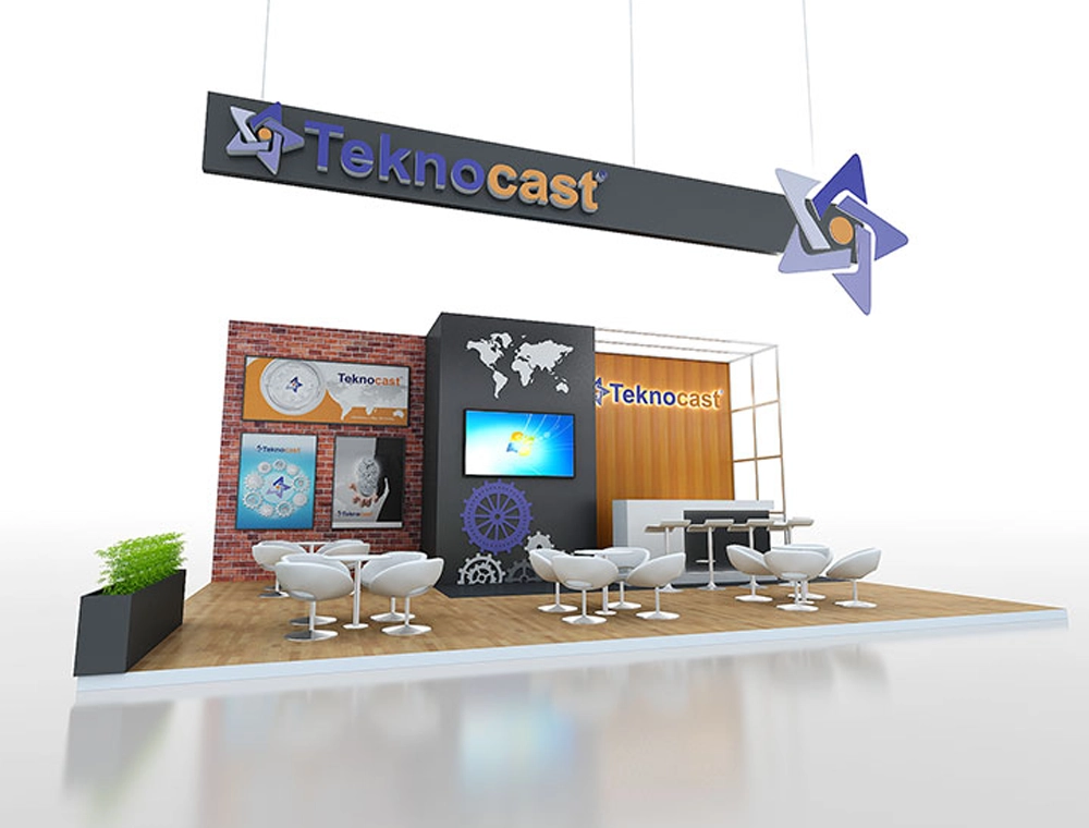 Trade booth 20x30 with corner product display