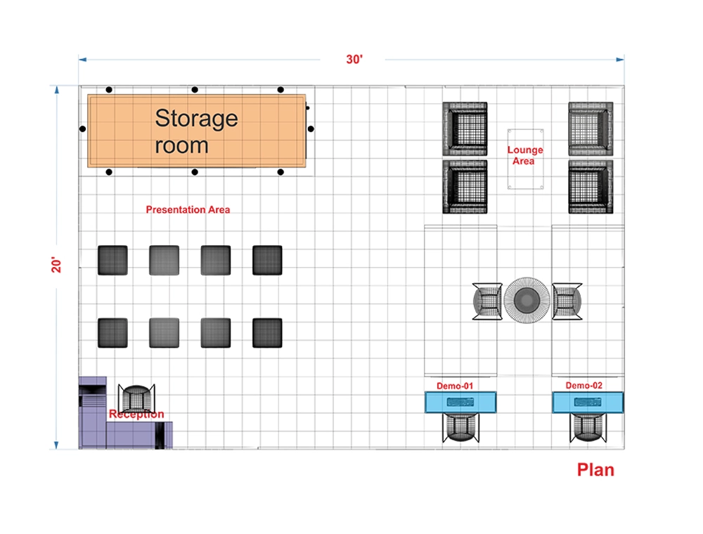 Exhibit 20x30 with central seating area