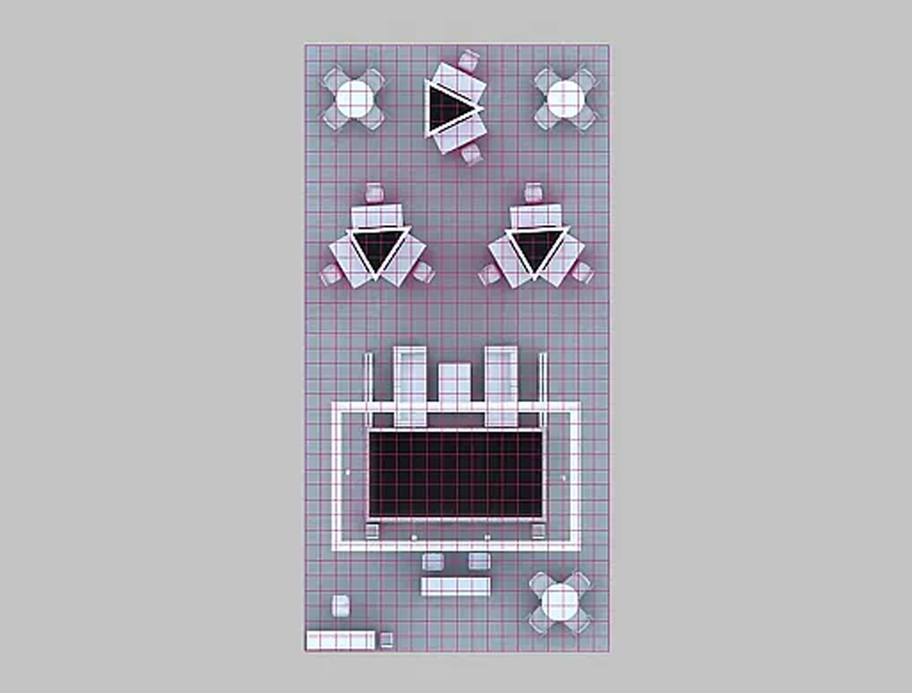 Large exhibit booth with demo and product zones