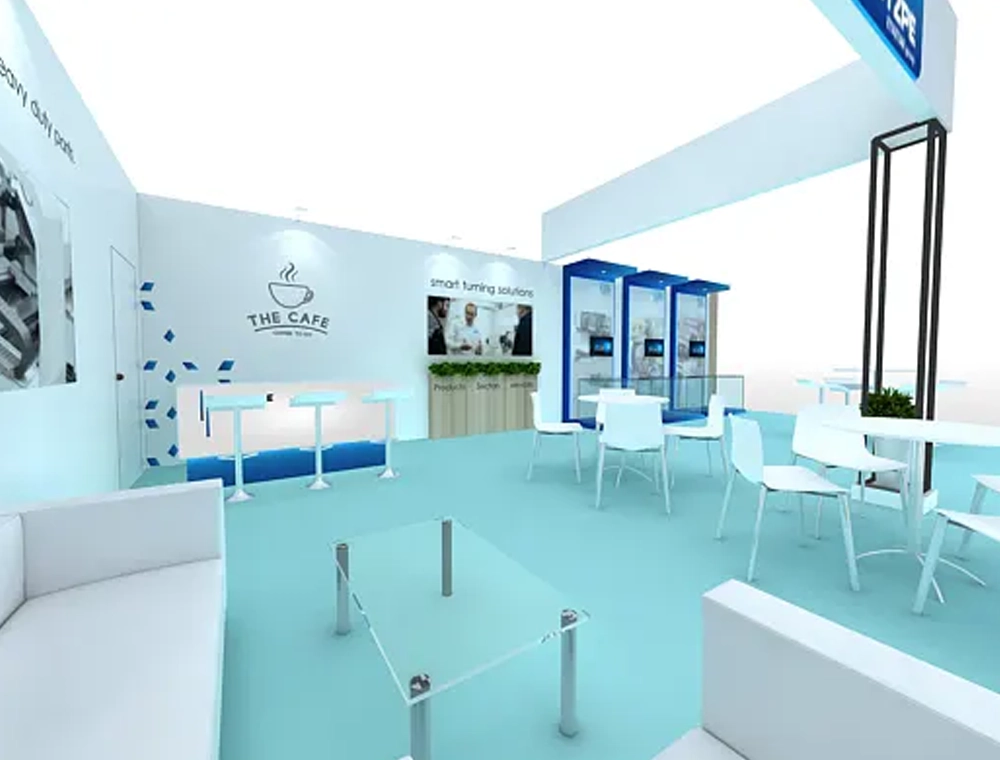 20x40 booth highlighting creative branding ideas