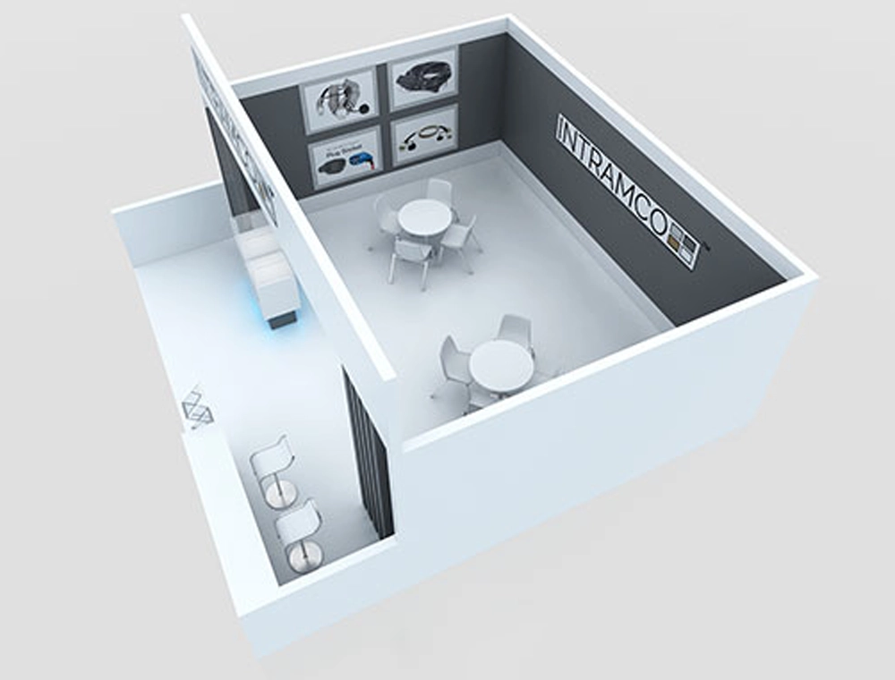 Custom 20x20 trade show booth with product showcase