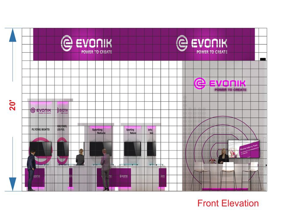 30x30 display with central demo and product towers