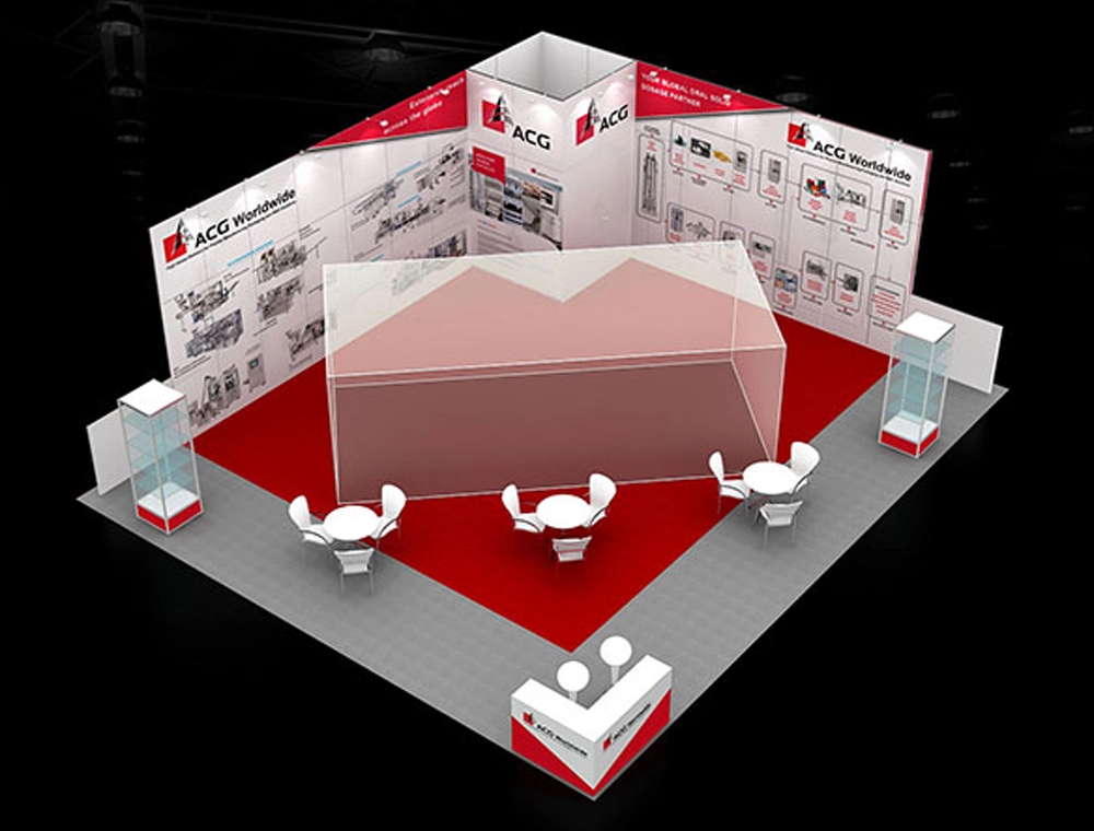 Trade booth 30x30 with corner LED towers