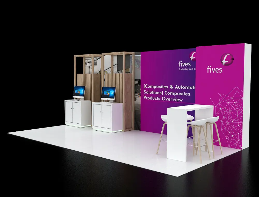 10x20 exhibition booth with demo stations