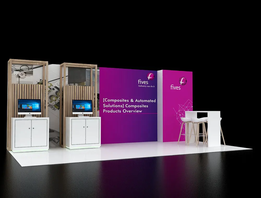 10x20 exhibition booth with demo stations