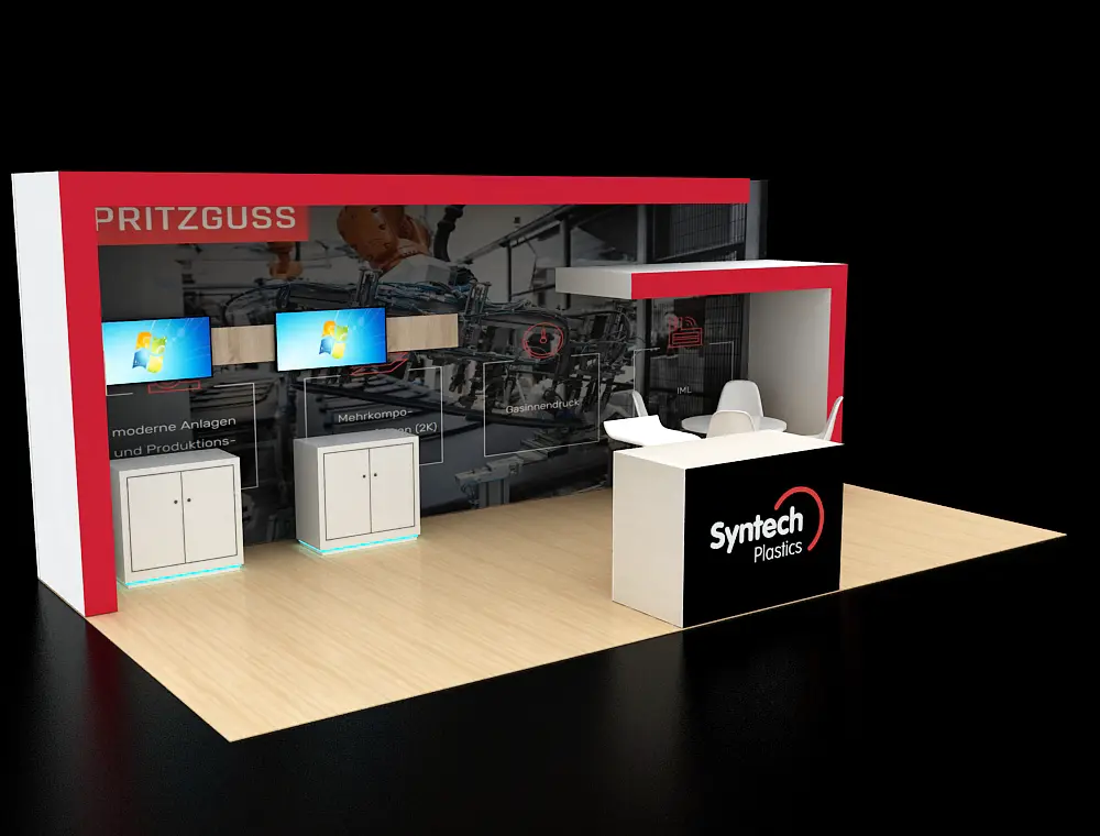 Custom 10x20 booth with signage and lighting