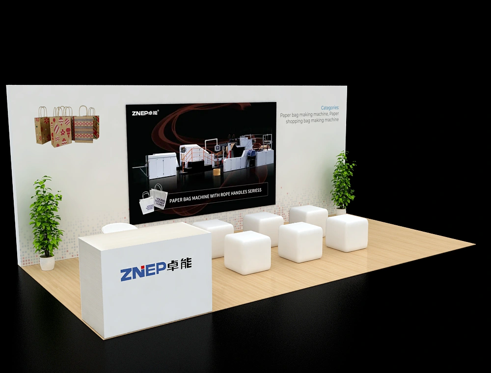 Modern 10x20 exhibition booth with display panels
