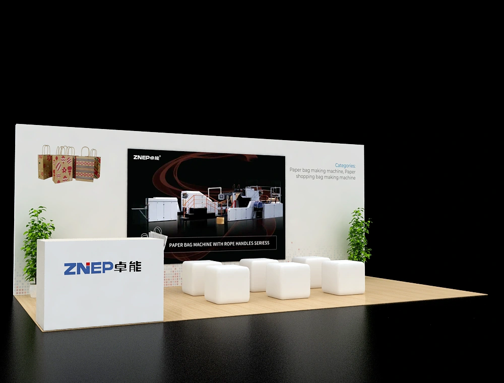 Modern 10x20 exhibition booth with display panels