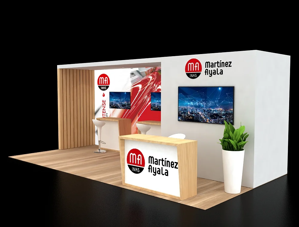 Elegant 10x20 trade show booth with modern design