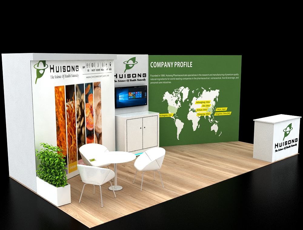 Compact 10x20 trade show booth with modular design