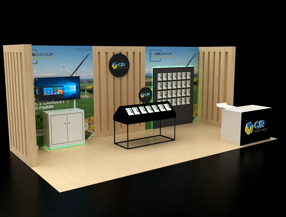 Modern 10x20 trade show booth with sleek design