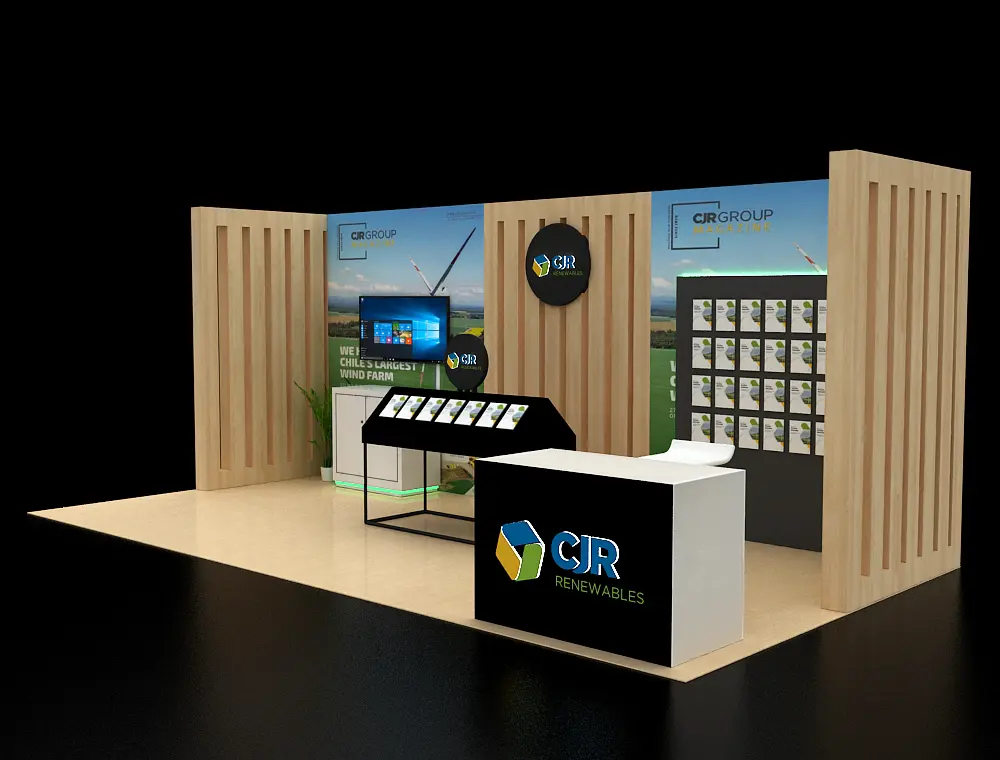 Modern 10x20 trade show booth with sleek design