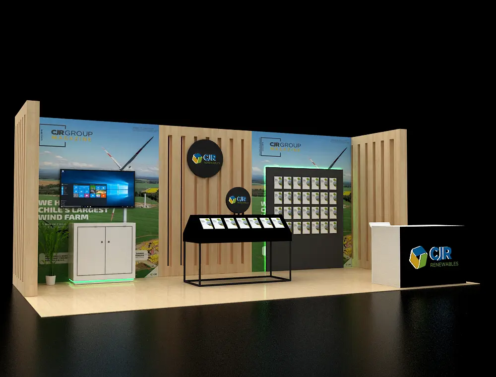 Modern 10x20 trade show booth with sleek design