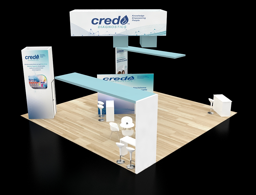 Exhibit booth 30x30 with wide open aisle design