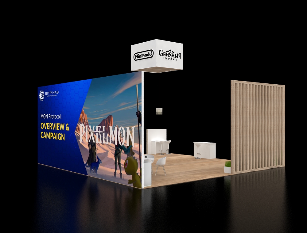 Trade booth 30x30 with dual LED signage walls