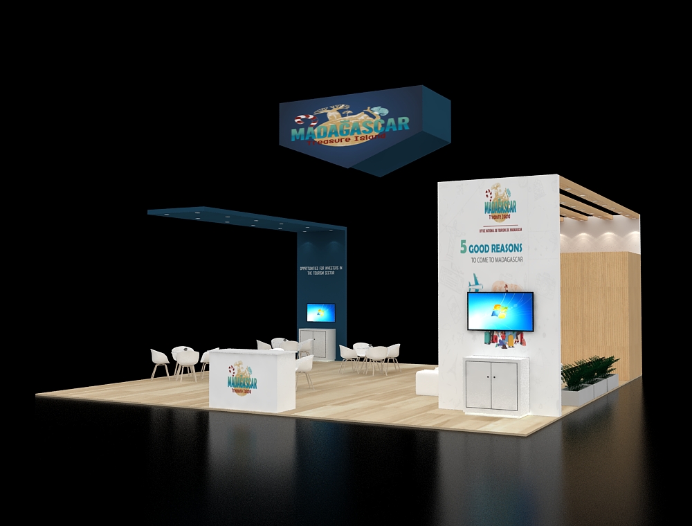 Modern 20x40 booth design with interactive zones