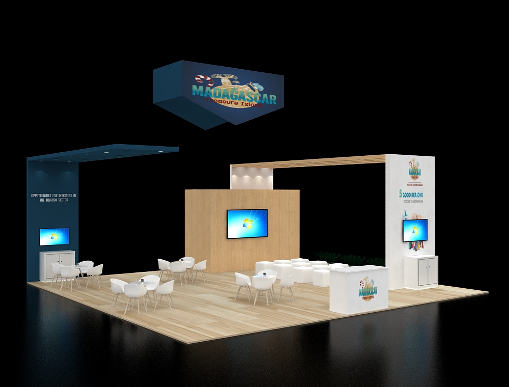 Modern 20x40 booth design with interactive zones