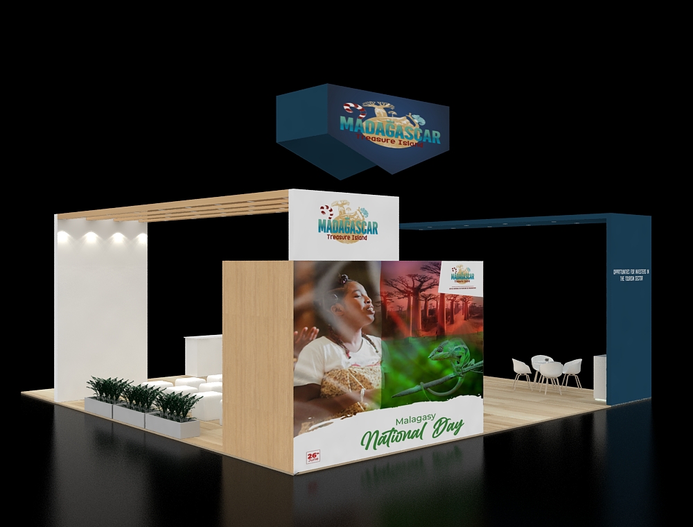 Modern 20x40 booth design with interactive zones
