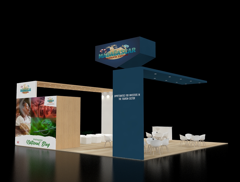 Modern 20x40 booth design with interactive zones