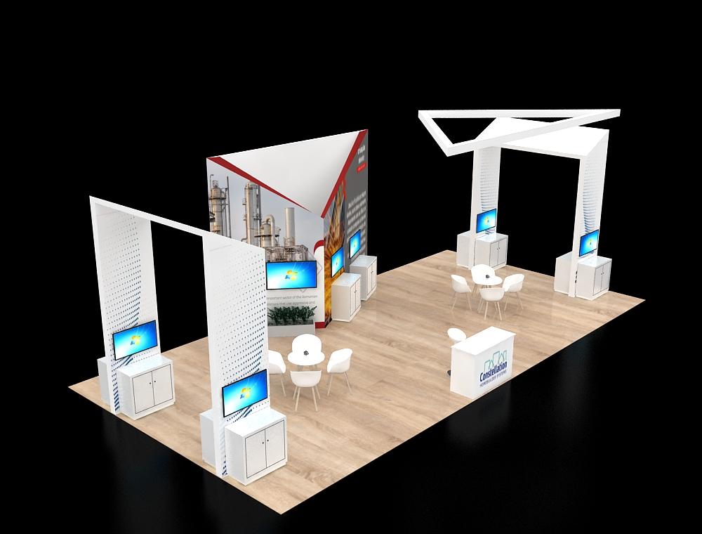 Creative 20x40 booth with visitor engagement