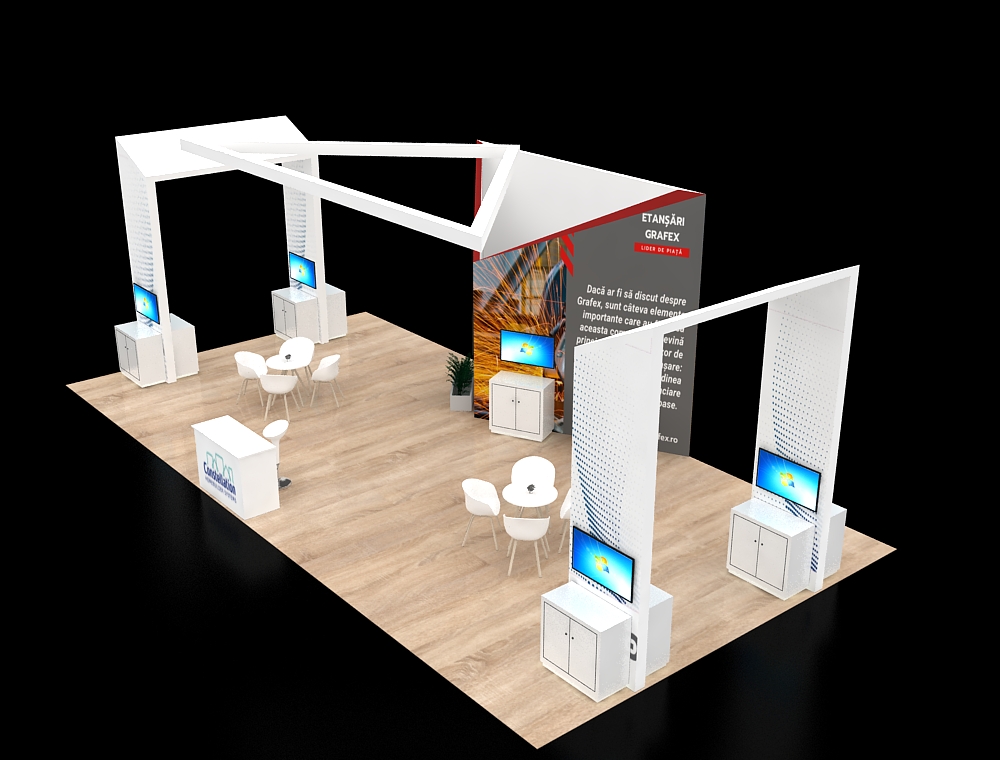 Creative 20x40 booth with visitor engagement