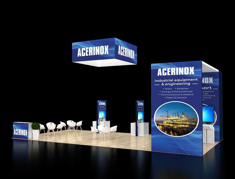 20x40 trade show booth with demo zones