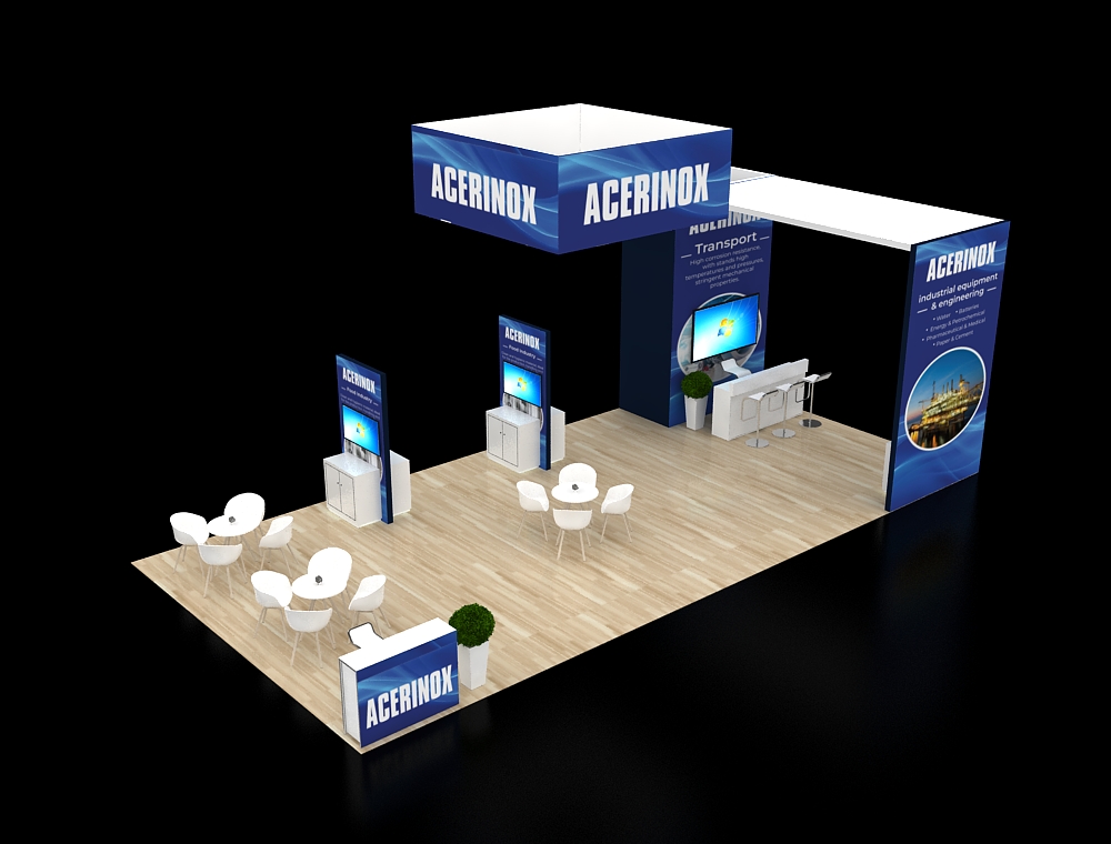 20x40 trade show booth with demo zones