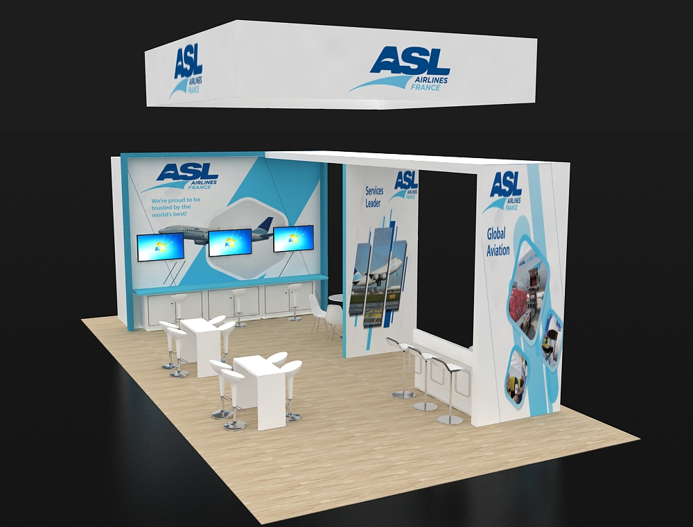 Spacious 20x40 booth with product displays