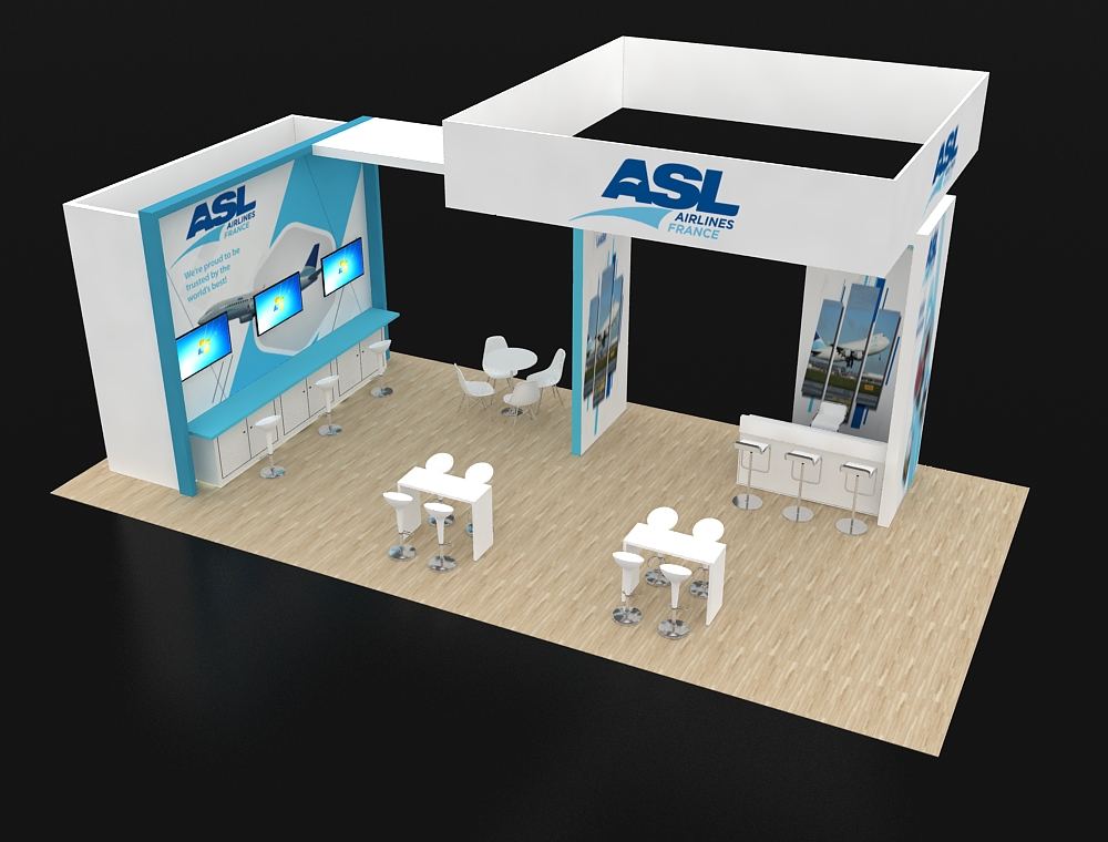 Spacious 20x40 booth with product displays