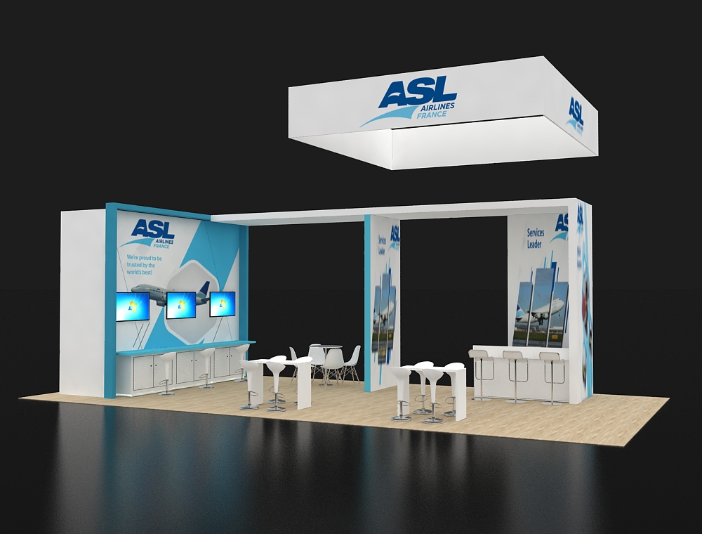 Spacious 20x40 booth with product displays