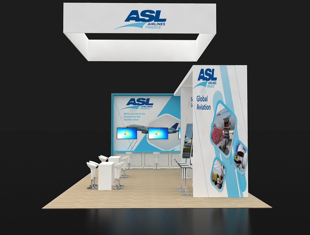 Spacious 20x40 booth with product displays