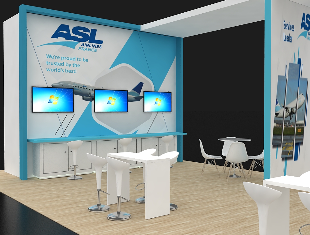 Spacious 20x40 booth with product displays