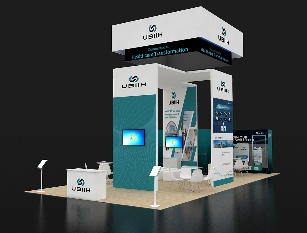 20x40 booth featuring marketing visuals