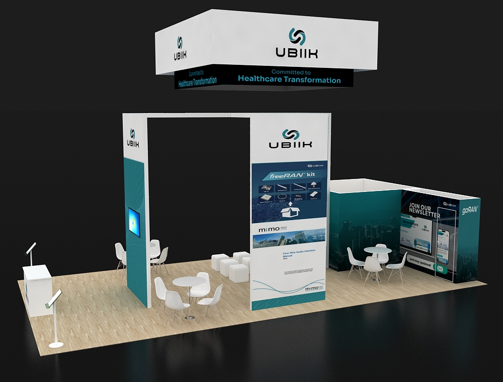 20x40 booth featuring marketing visuals