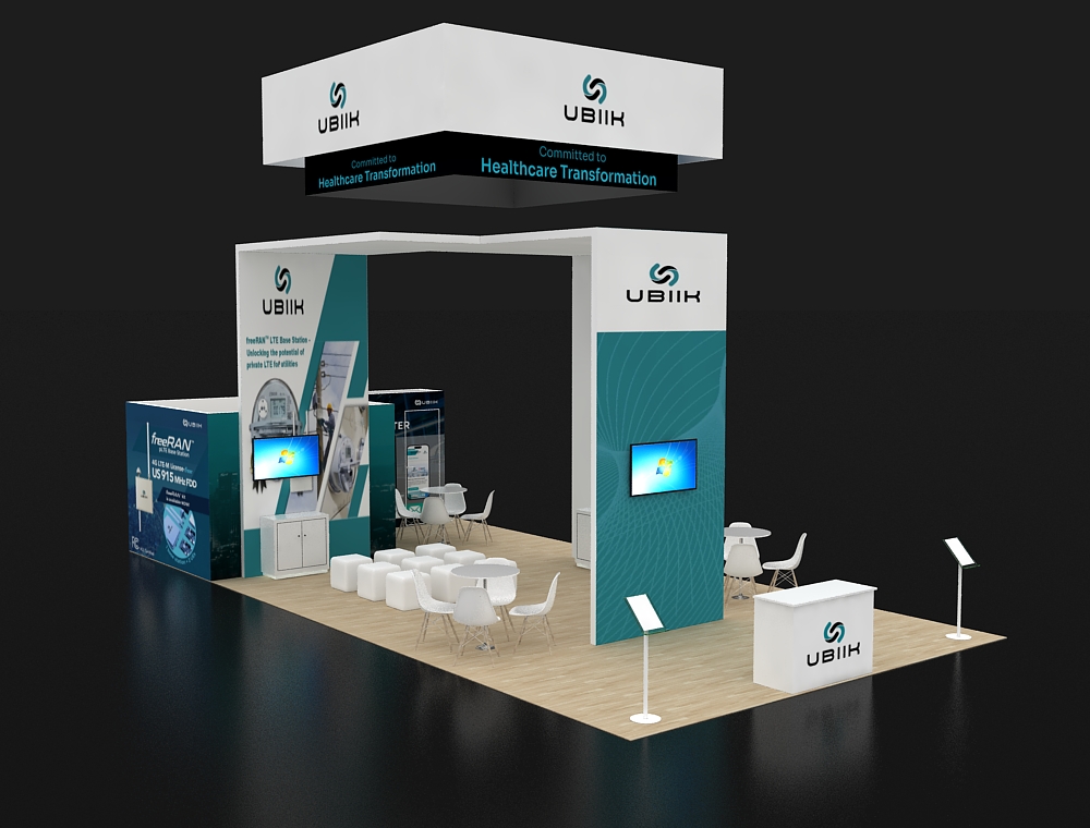 20x40 booth featuring marketing visuals