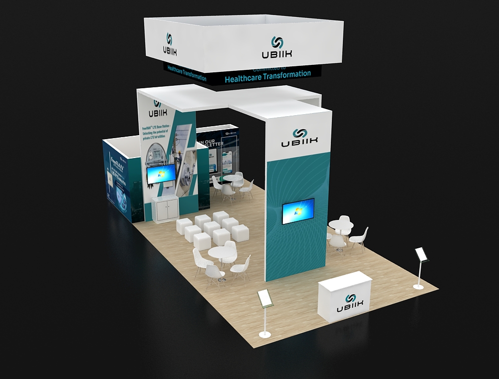 20x40 booth featuring marketing visuals