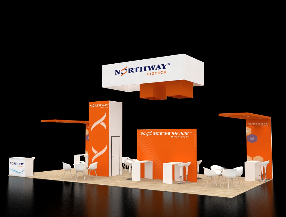 Custom 20x40 exhibition booth with branding