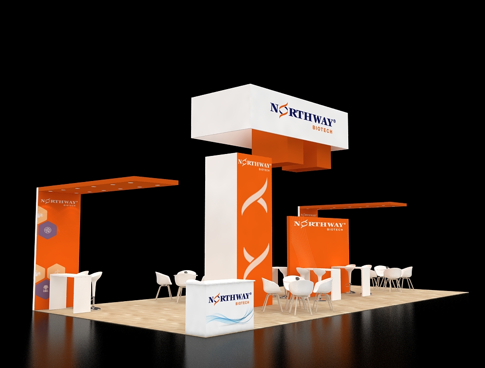 Custom 20x40 exhibition booth with branding