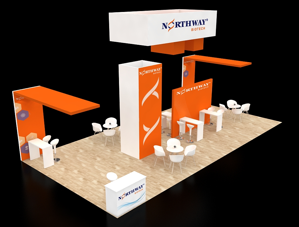 Custom 20x40 exhibition booth with branding