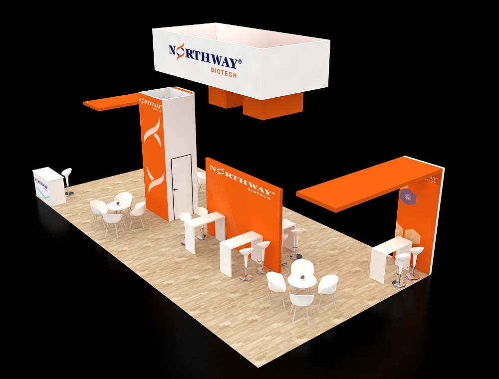 Custom 20x40 exhibition booth with branding