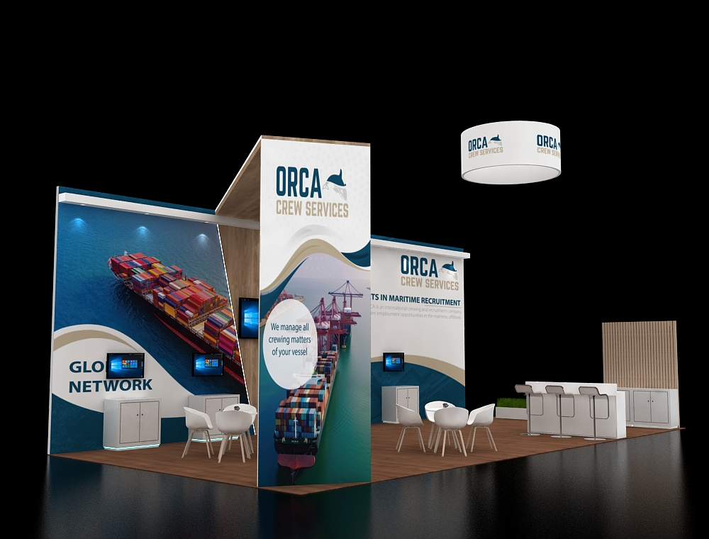 20x40 trade show booth with demo stations