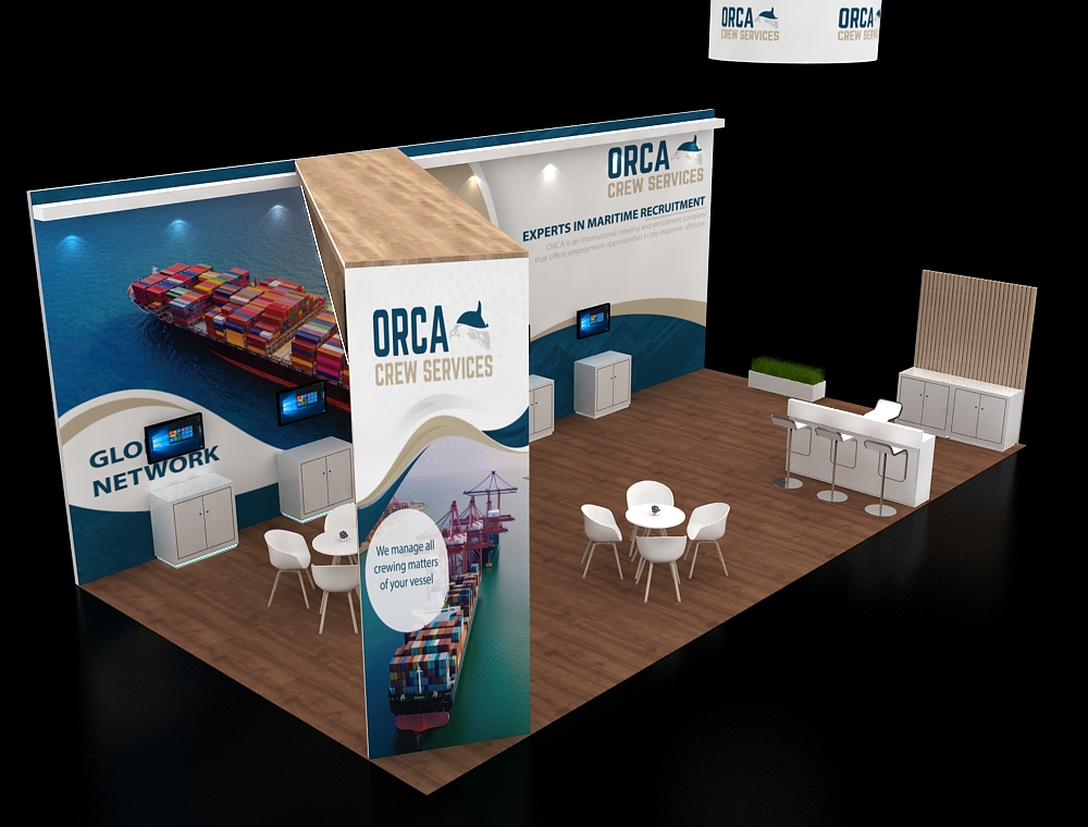 20x40 trade show booth with demo stations