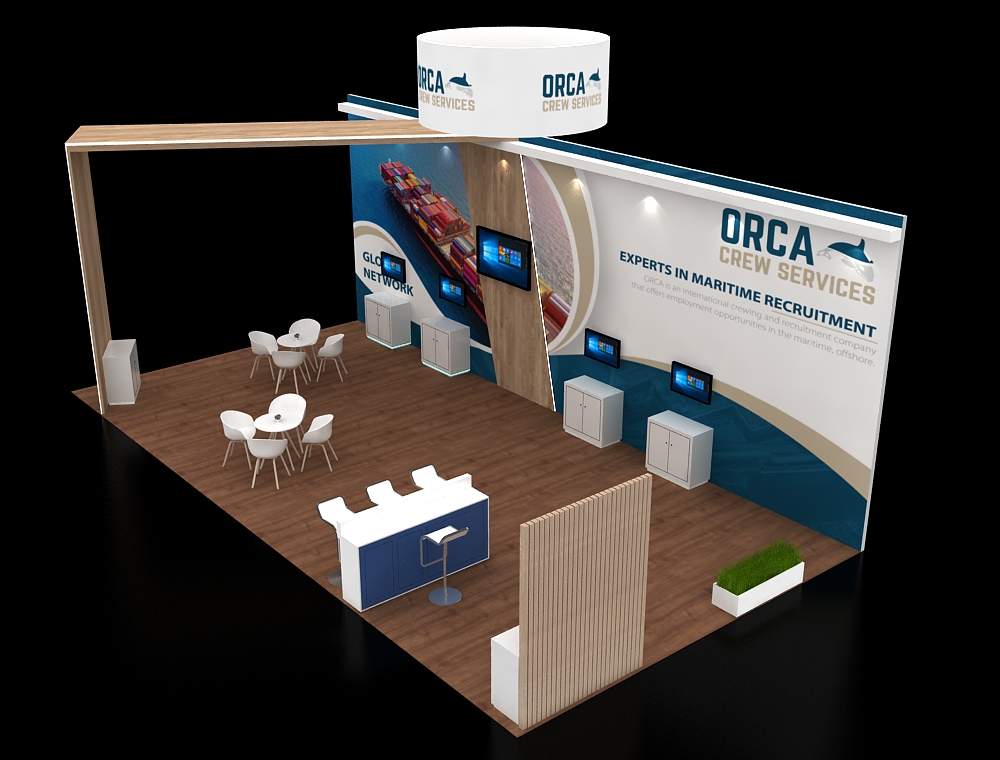 20x40 trade show booth with demo stations